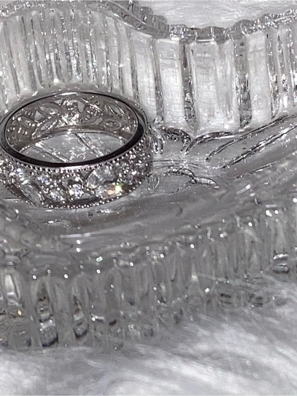 Silver Crystal Floral Eternity Ring